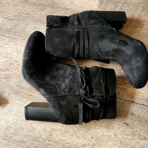 Christian Siriano Black Suede Ankle Boots Size 6.5